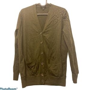 JCREW army green merino wool  cardigan S